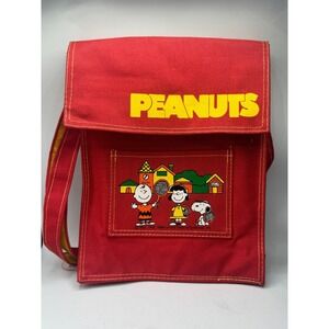 Vintage Peanuts Backpack Woodstock Snoopy‎ Charlie Brown Satchel Canvas Bag.